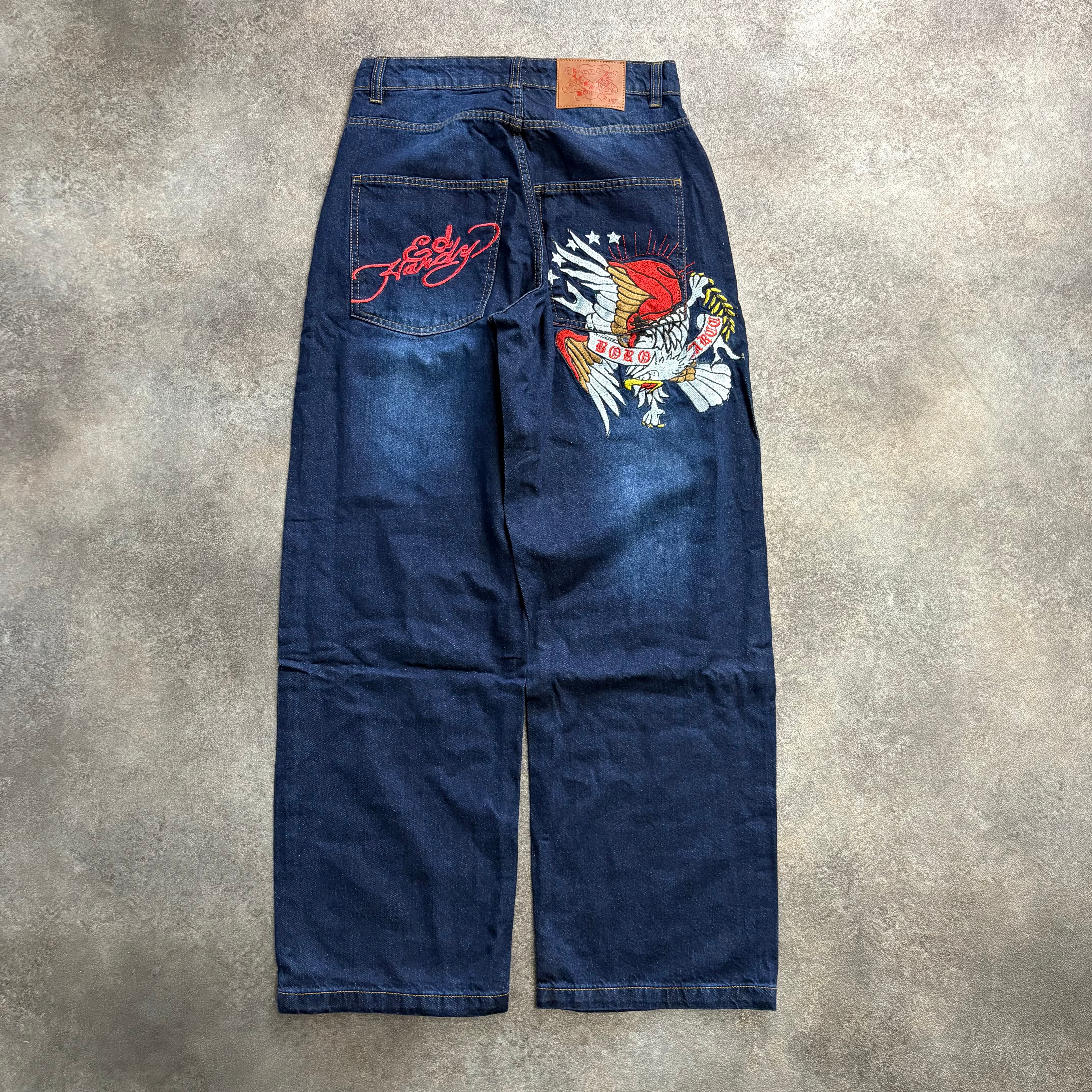 Ed Hardy “Born Wild Eagle” Dark Indigo Baggy Jeans