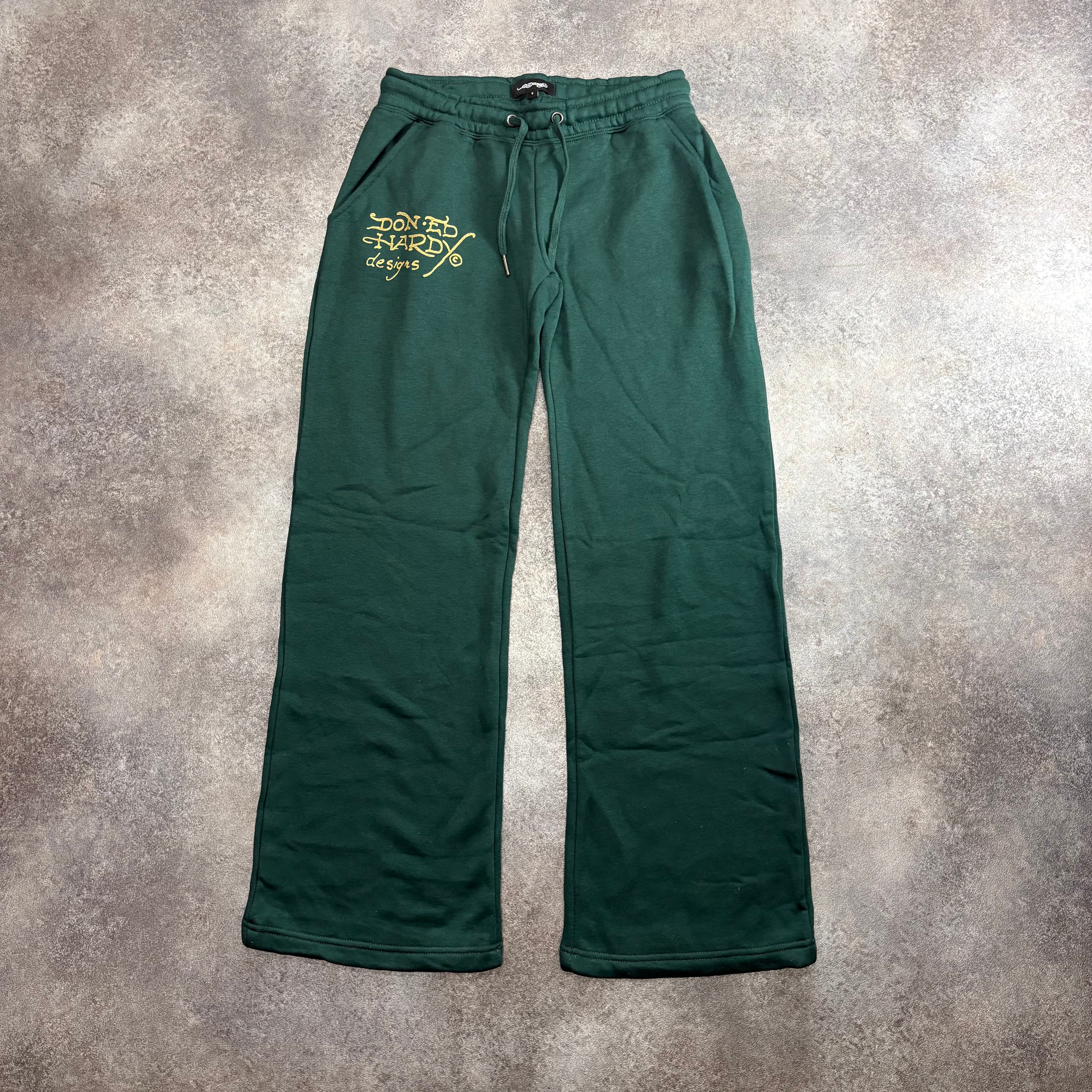 Ed Hardy Tiger Graphic Zip-Up Tracksuit – Dark Green