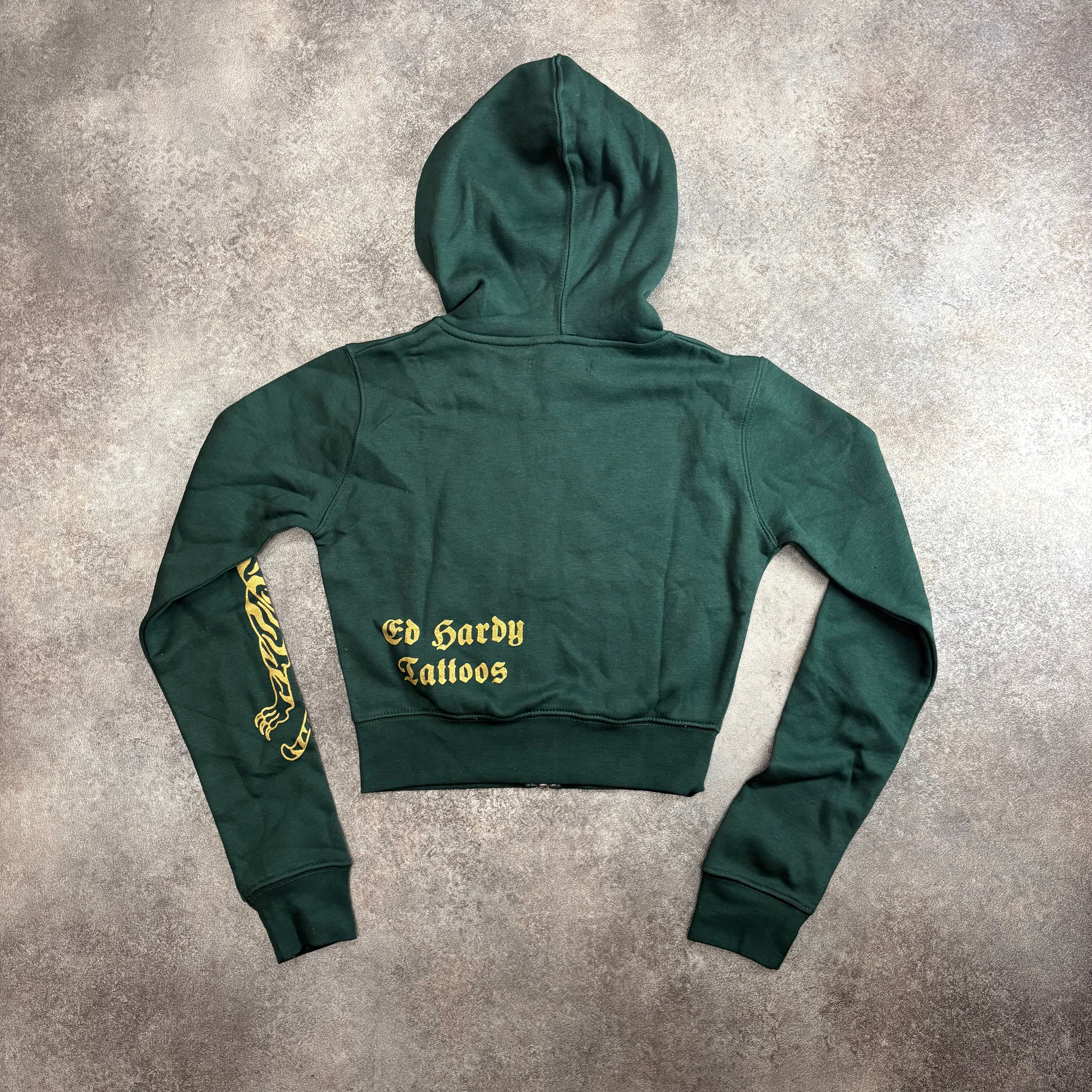 Ed Hardy Tiger Graphic Zip-Up Tracksuit – Dark Green